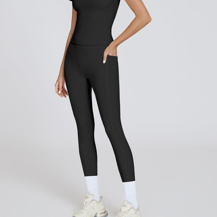 Damen Sportliche Leggings mit elastischem Rippmaterial und ausgestellten Säumen Drune