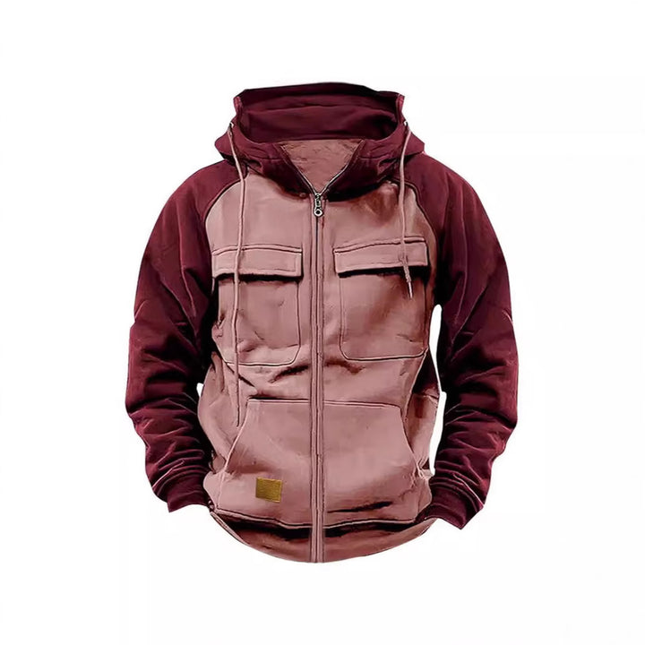 Herren nan Utility-Kapuzenjacke mit Materialmix, Brusttaschen und Reißverschluss Drune