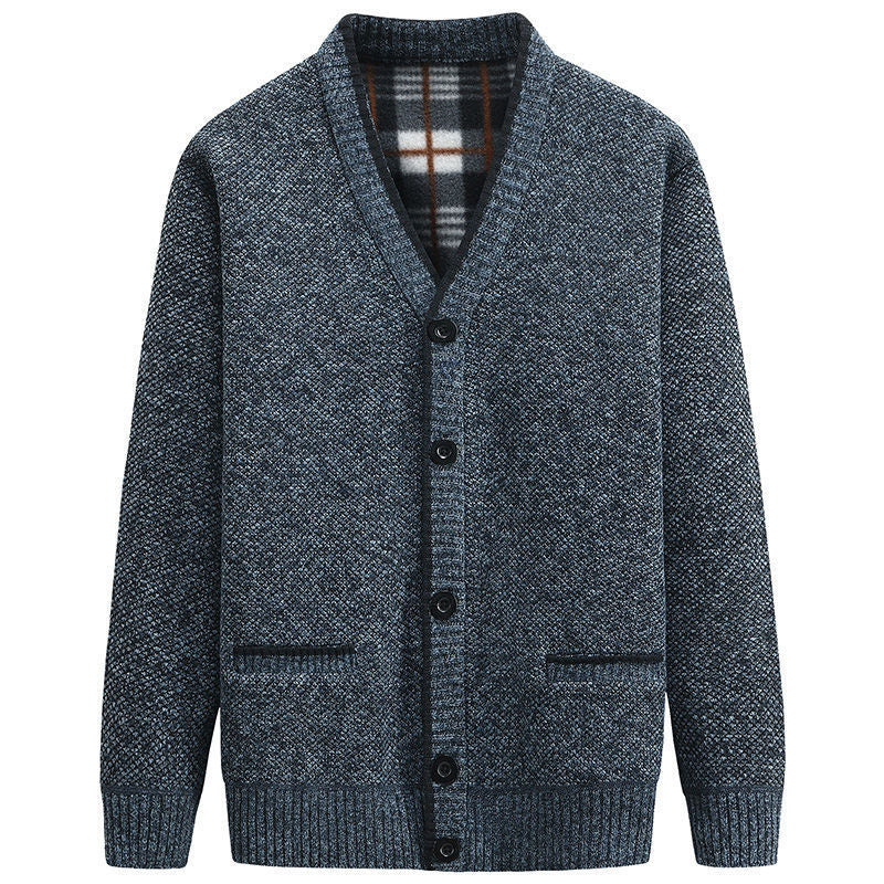 Herren Strickjacke mit V-Ausschnitt und hochwertigen Details Drune