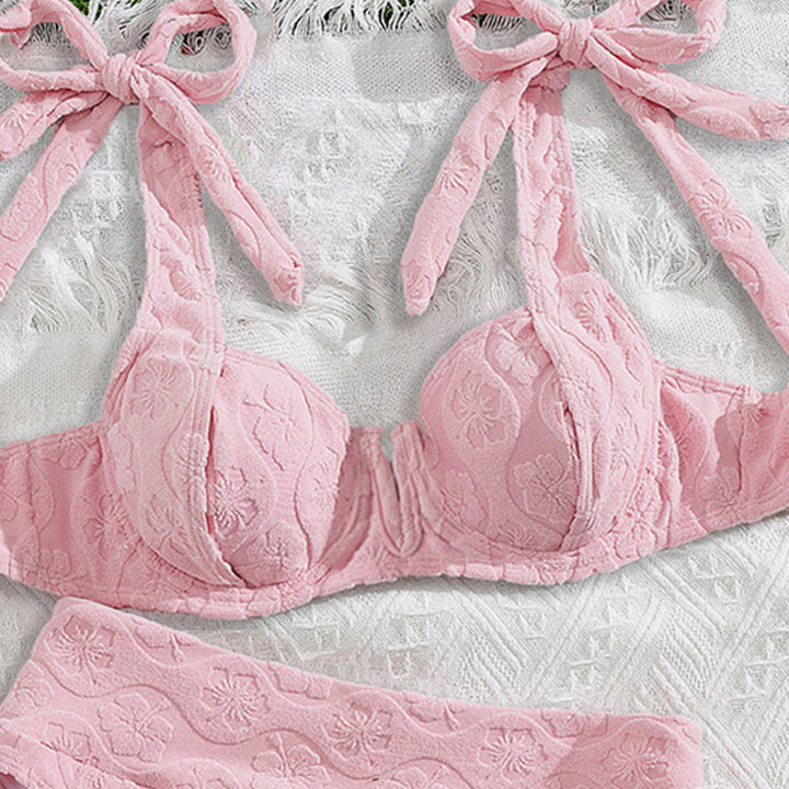 Damen Push-Up-Bikini mit floralem Textildesign Drune