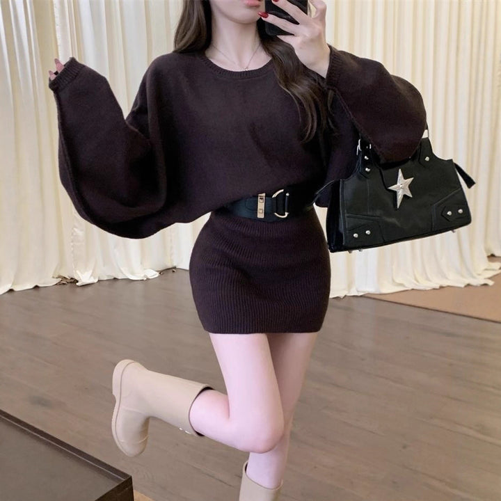 Damen Strickkleid mit lässigem Schnitt und harmonischer Rippstruktur Drune