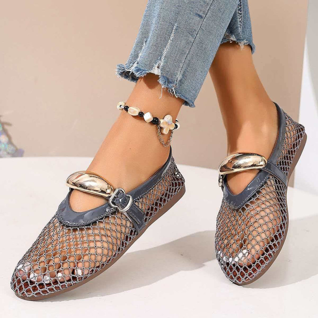 Damen stilvolle Netzschuhe mit modischem Riemen Drune