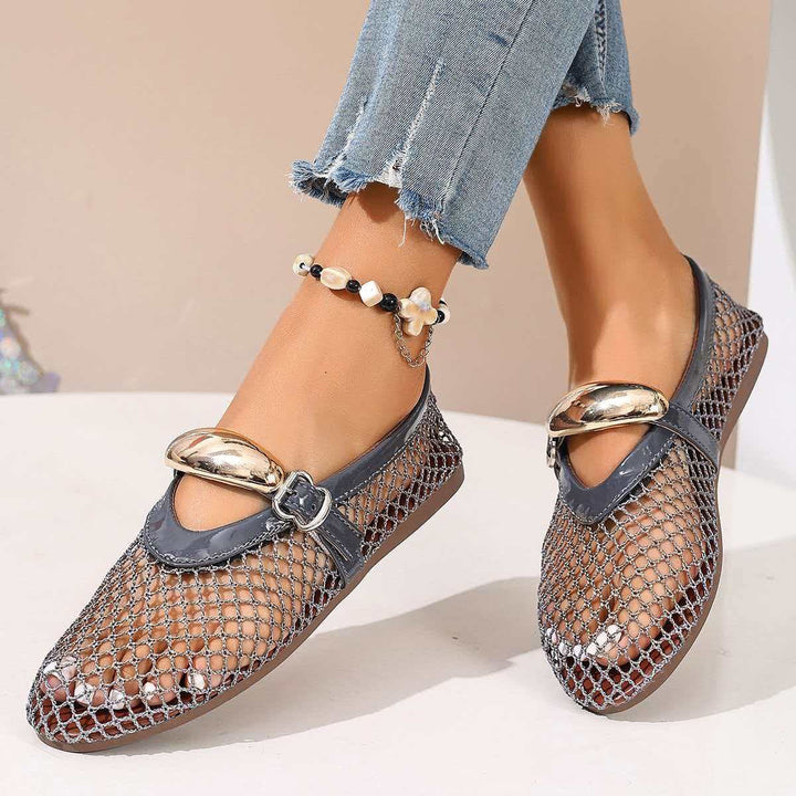 Damen stilvolle Netzschuhe mit modischem Riemen Drune