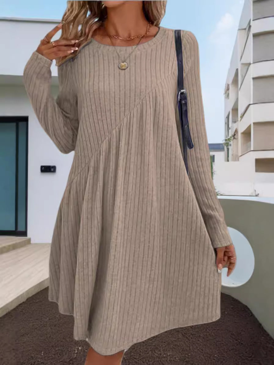 Damen lässiges Ripp-Kleid mit asymmetrischem Design Drune
