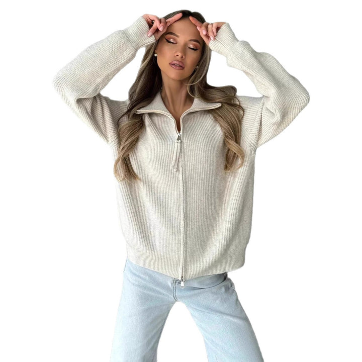 Damen Strickjacke mit hohem Kragen Drune