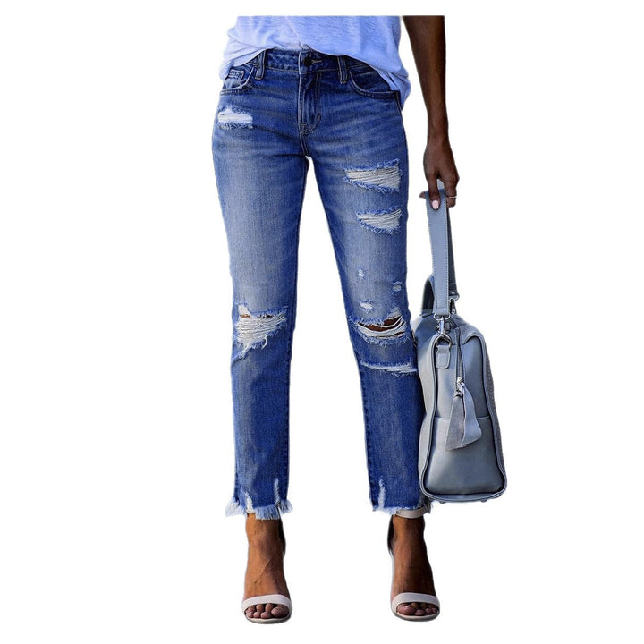 Damen Ripped Jeans im modernen Vintage-Look mit fransigen Säumen Drune