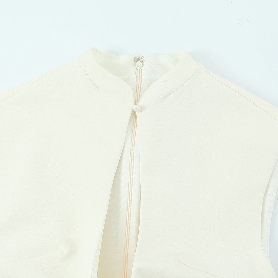 Damen ärmelloses Designer-Kleid mit dekorativem Ausschnitt und figurbetontem Schnitt Drune