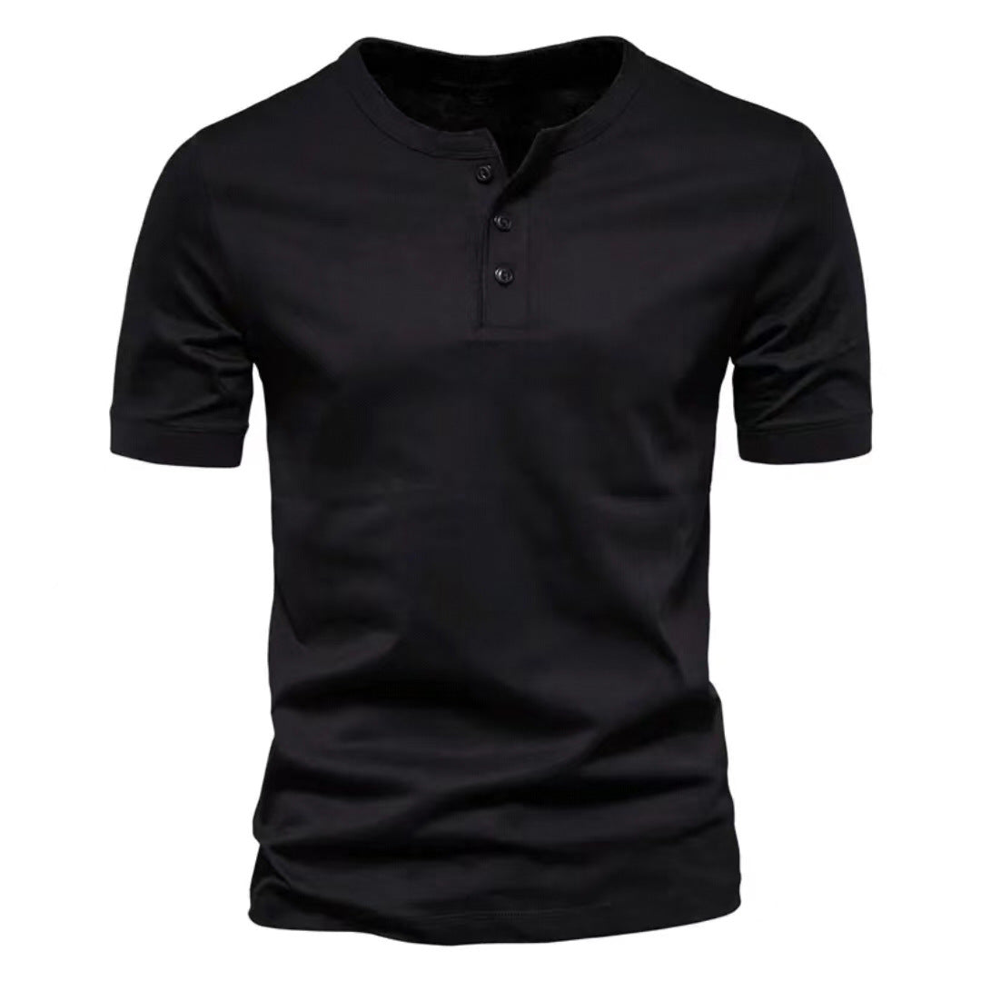 Herren kurzärmeliges Henley-Shirt mit Knopfleiste Drune