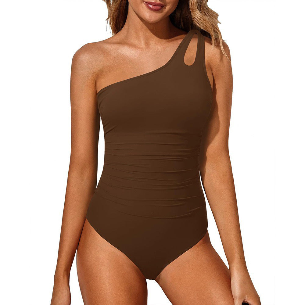 Damen Einseitiger Badeanzug mit Leopardenmuster Drune