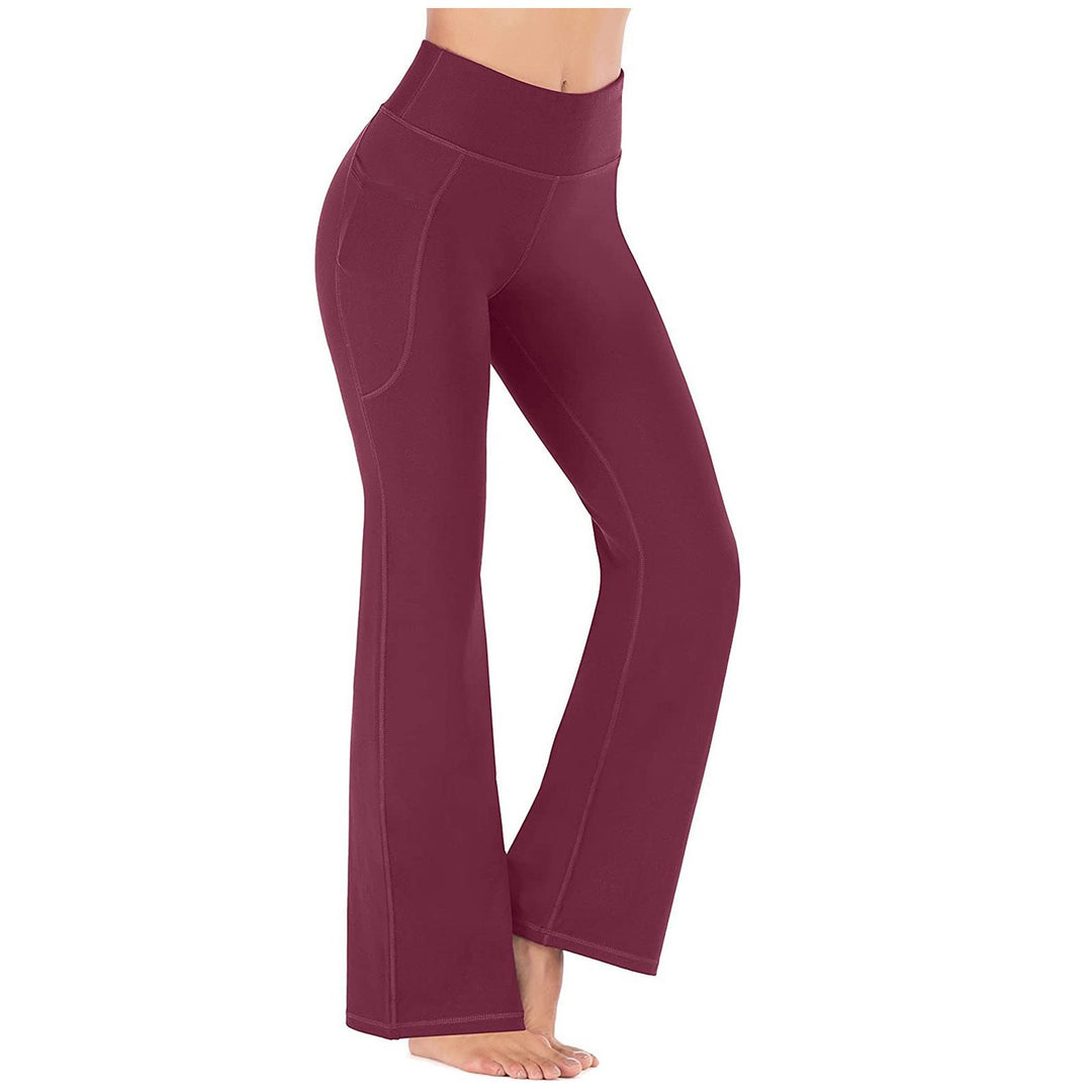 Damen Hochtaillierte Bootcut-Yoga-Hose mit praktischen Taschen Drune