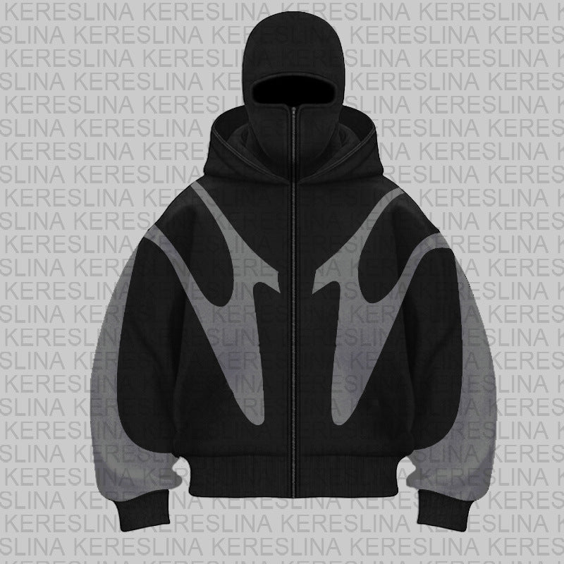 Damen stylische Kapuzenjacke mit kontrastierenden Farbblockierungen und hohem Kragen Drune