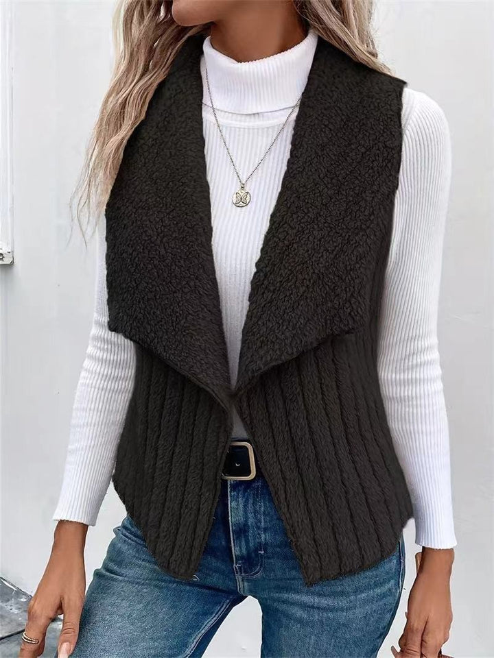 Damen Weste mit kuscheligem Fleece und offenem Kragen Drune