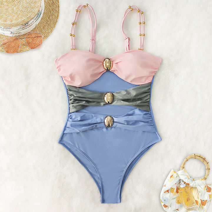 Damen Einteiler-Badeanzug mit raffinierten Cut-Outs und dekorativen Metallakzenten Drune
