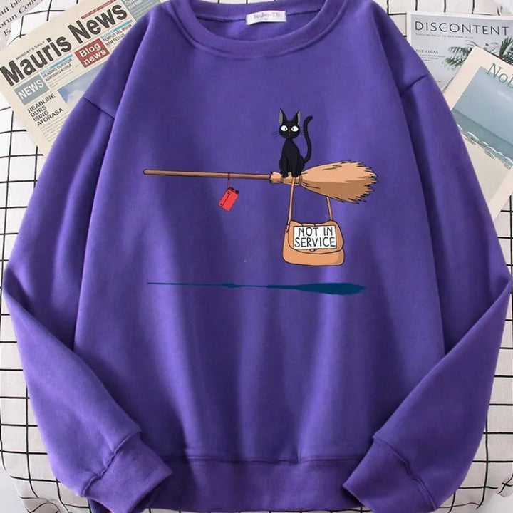 Damen Sweatshirt mit kreativem Katzenmotiv Drune