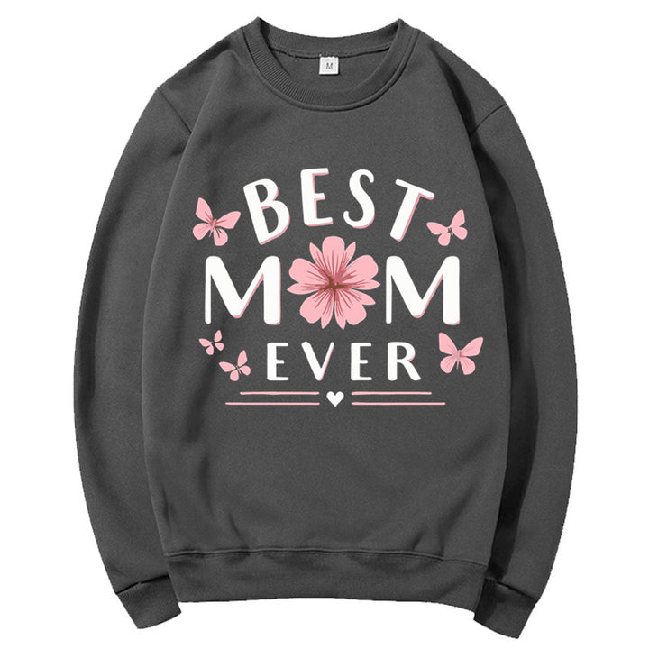Damen Sweatshirt mit verspieltem Lieblingsspruch und floralem Design Drune