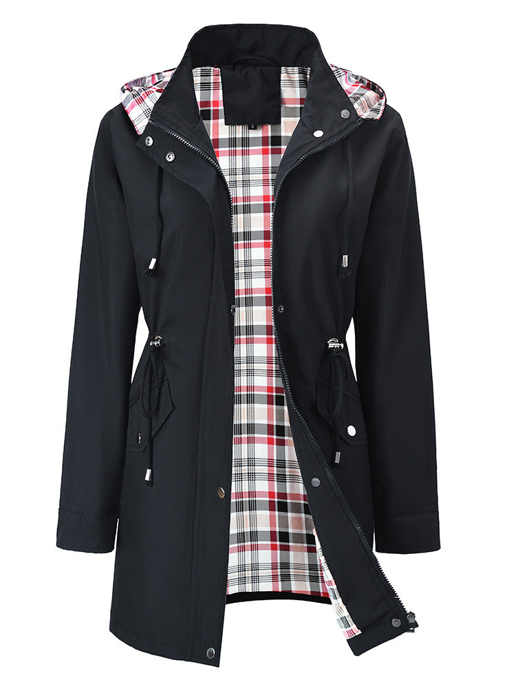 Damen Übergangsjacke mit verstellbarem Bund und einladendem Karomuster Drune