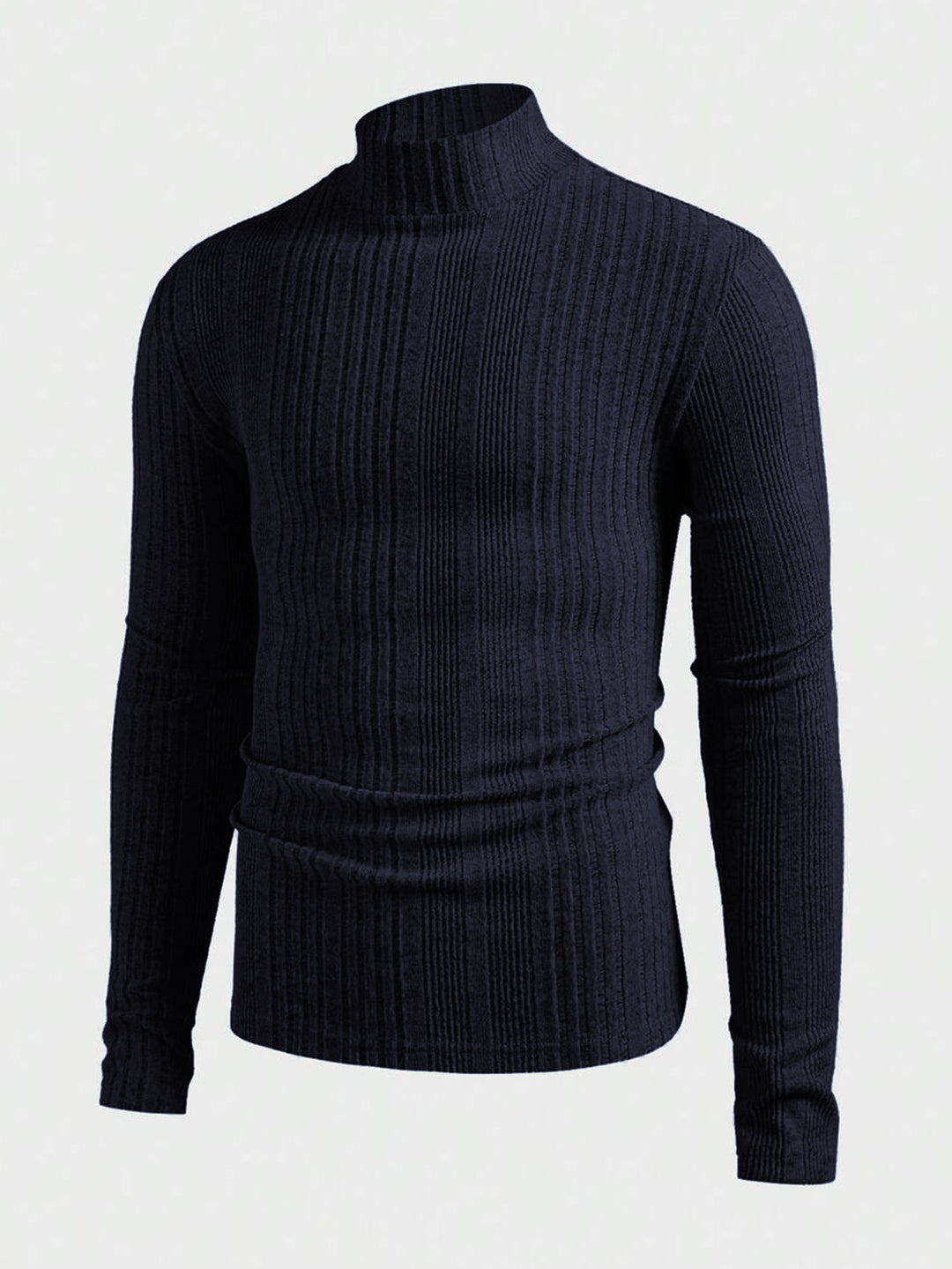 Herren Strickpullover mit hohem Kragen und Rippstruktur Drune