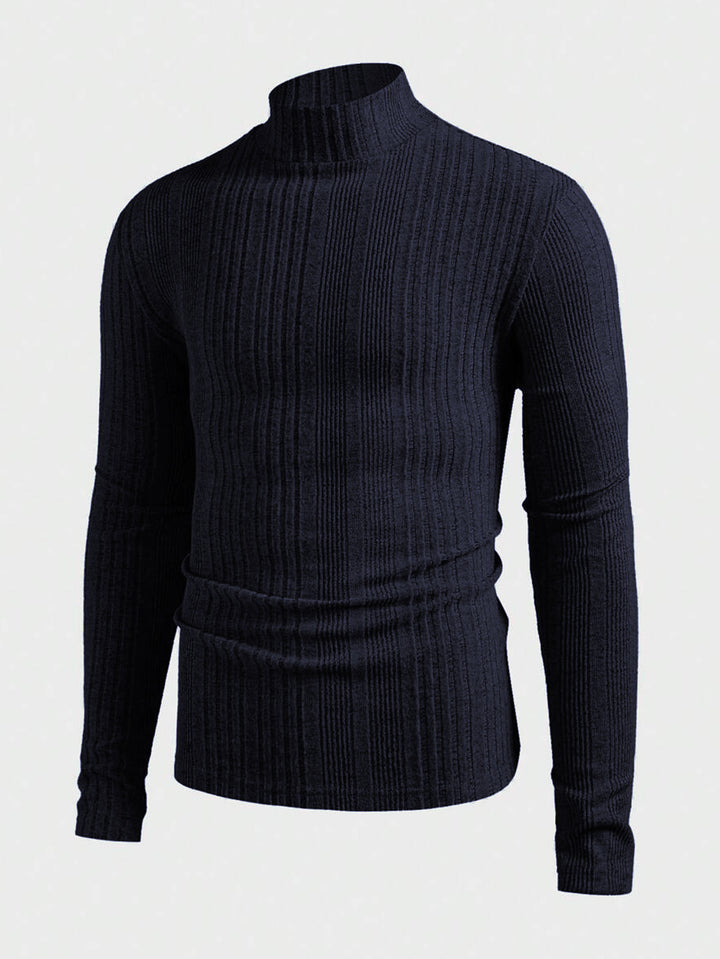 Herren Strickpullover mit hohem Kragen und Rippstruktur Drune
