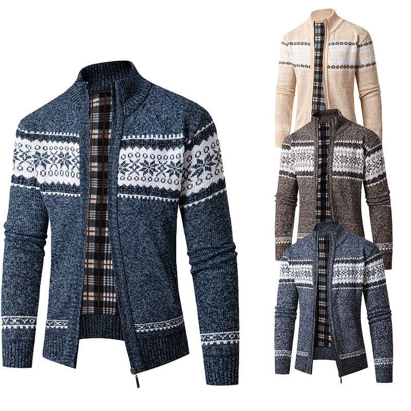 Herren Strickjacke mit hohem Kragen und modernem Zipper Drune