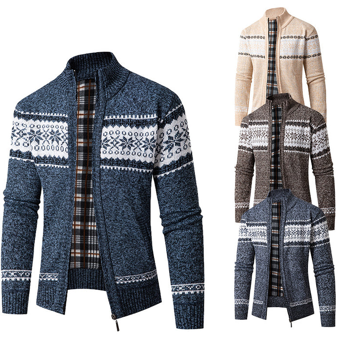Herren Strickjacke mit hohem Kragen und modernem Zipper Drune