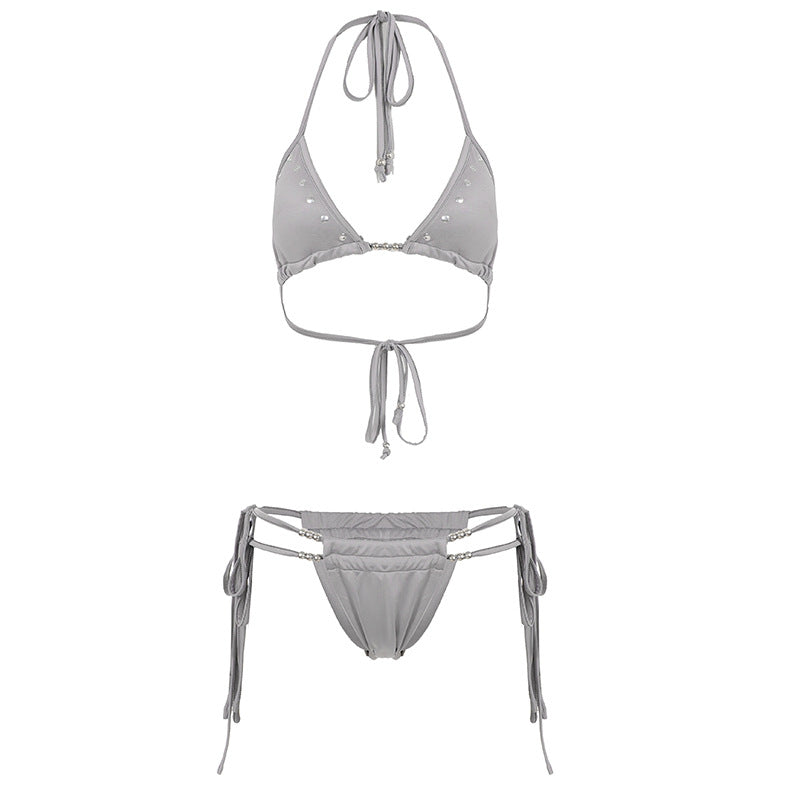 Damen Bikini-Set mit verstellbaren Trägern und funkelnden Elementen Drune