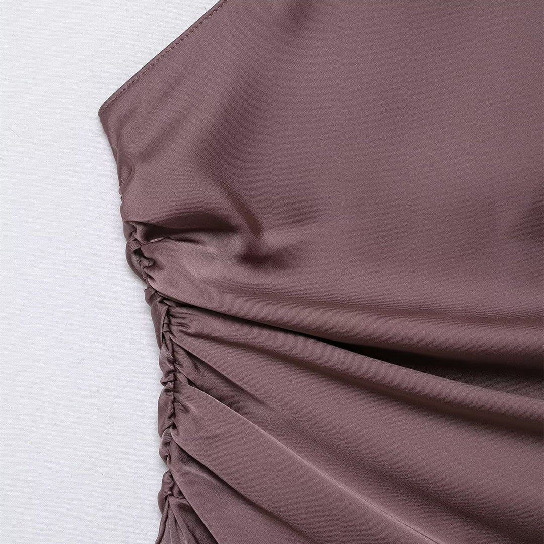 Damen asymmetrisches Top mit elegantem Halsschleifen-Design und Raffungen Drune