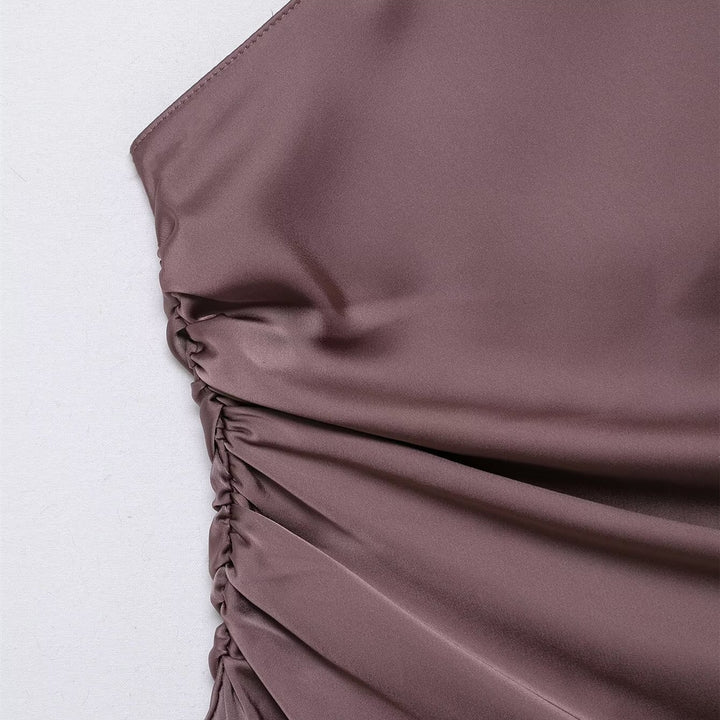 Damen asymmetrisches Top mit elegantem Halsschleifen-Design und Raffungen Drune