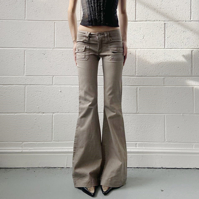 Damen Flared Cargo-Hose mit modischem Schnitt und praktischen Taschen Drune