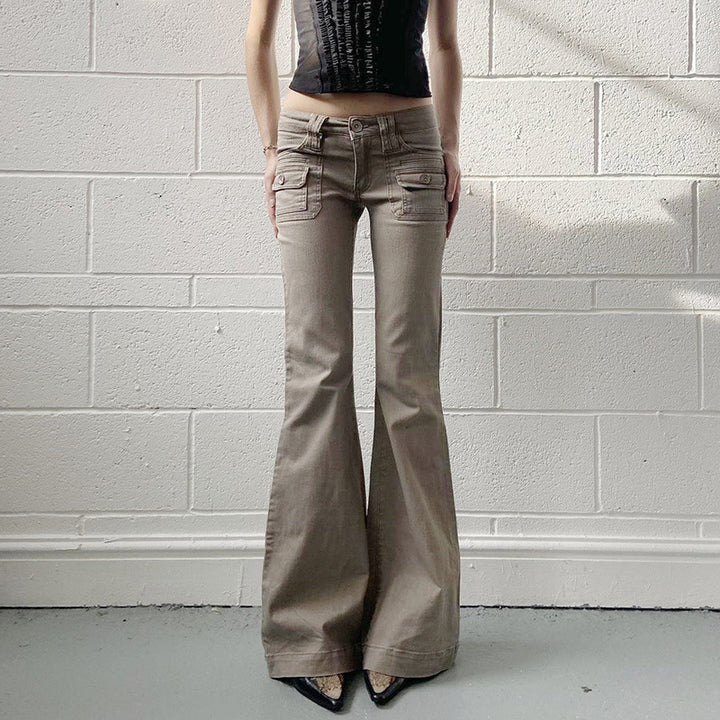 Damen Flared Cargo-Hose mit modischem Schnitt und praktischen Taschen Drune