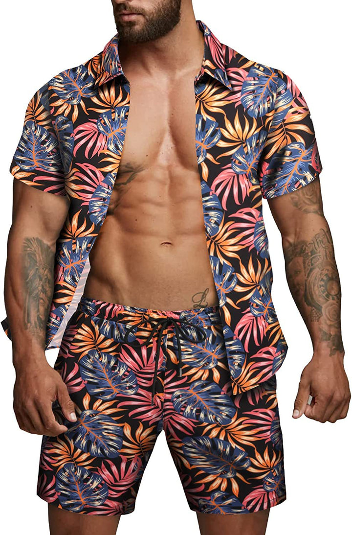 Herren kurzärmliges Hemd und Badeshorts Set Drune