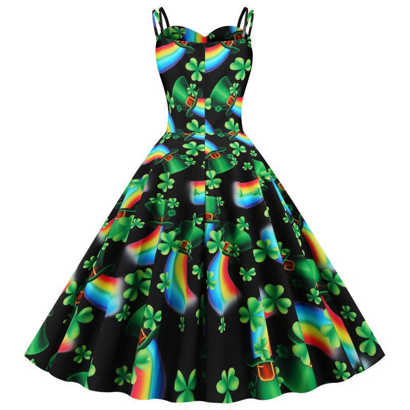 Damen verspieltes A-Linien Kleid mit leuchtendem Motiv Drune