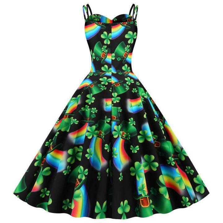 Damen verspieltes A-Linien Kleid mit leuchtendem Motiv Drune
