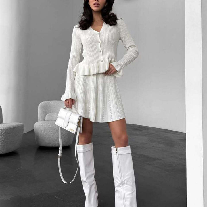 Damen lässiges Kleid mit Plissee und Peplum Drune