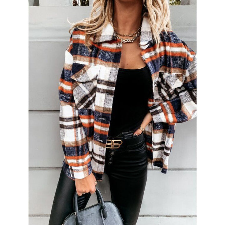 Damen Karomuster Flanelljacke Drune