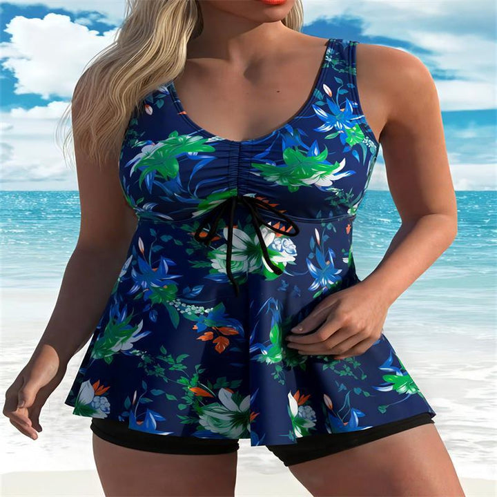 Damen Tankini-Top mit floralem Design und figurumspielendem Schnitt Drune