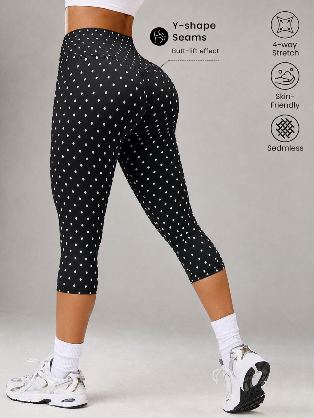 Damen Sportliche 3/4-Leggings mit Y-förmigen Nähten und Anti-Cellulite-Effekt Drune
