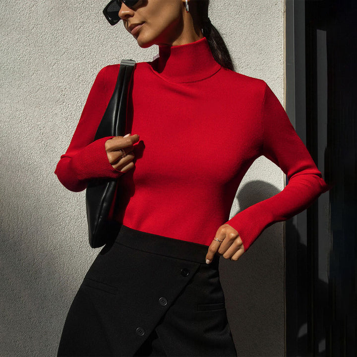 Damen Hochwertiger Rollkragenpullover aus weichem Material Drune