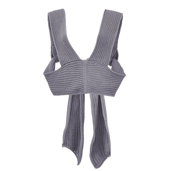 Damen gestricktes Crop-Top mit raffinierten Rückendetails Drune