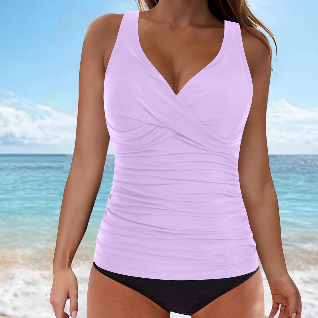 Damen elegantes Wickel-Badeoberteil mit Rüschen Drune