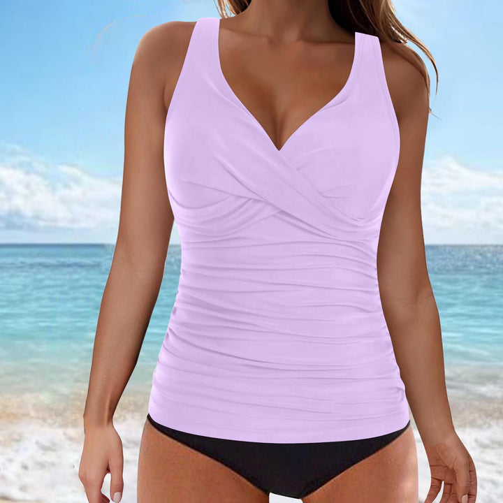 Damen elegantes Wickel-Badeoberteil mit Rüschen Drune