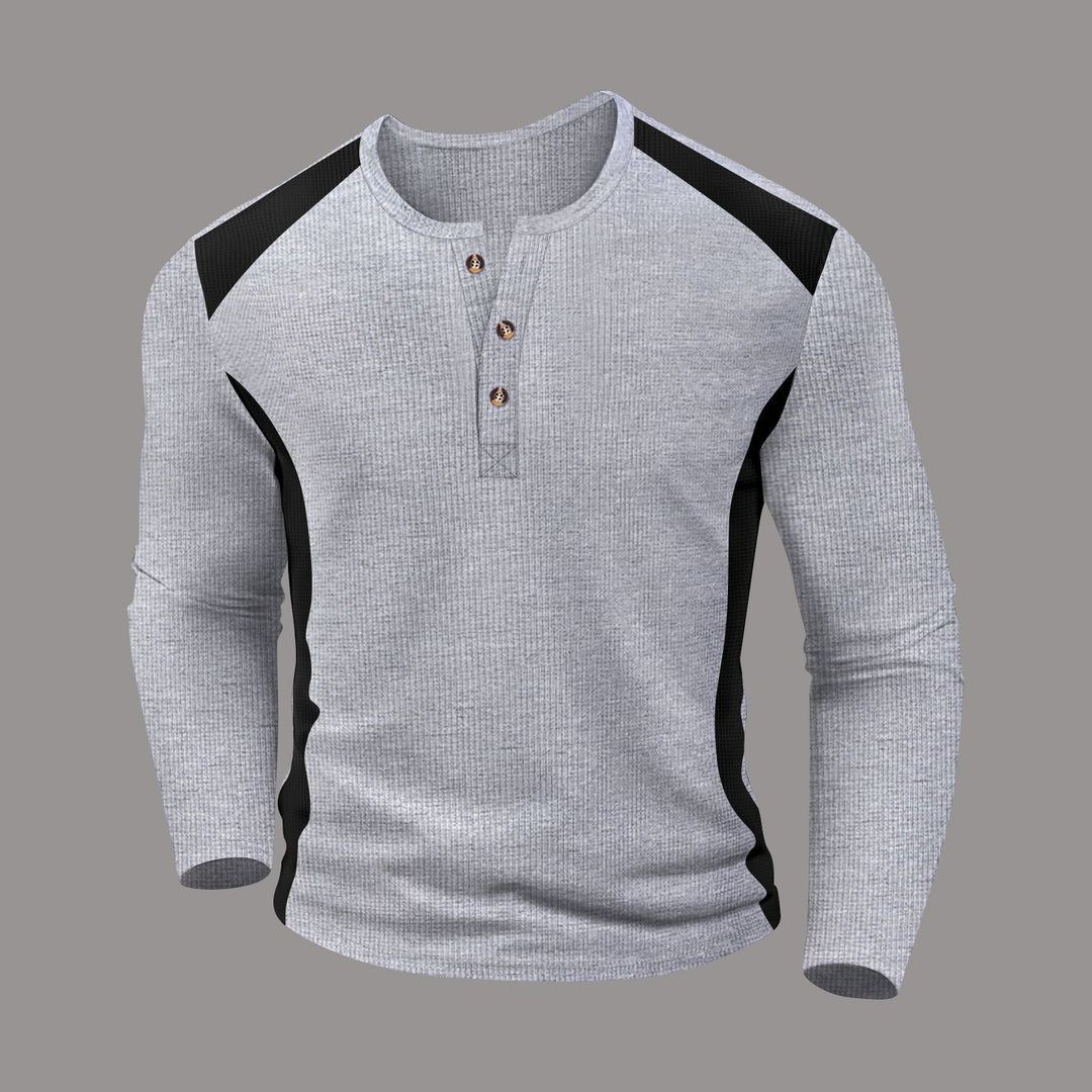Herren Langarmhemd mit charismatischem Henley-Ausschnitt von Drune