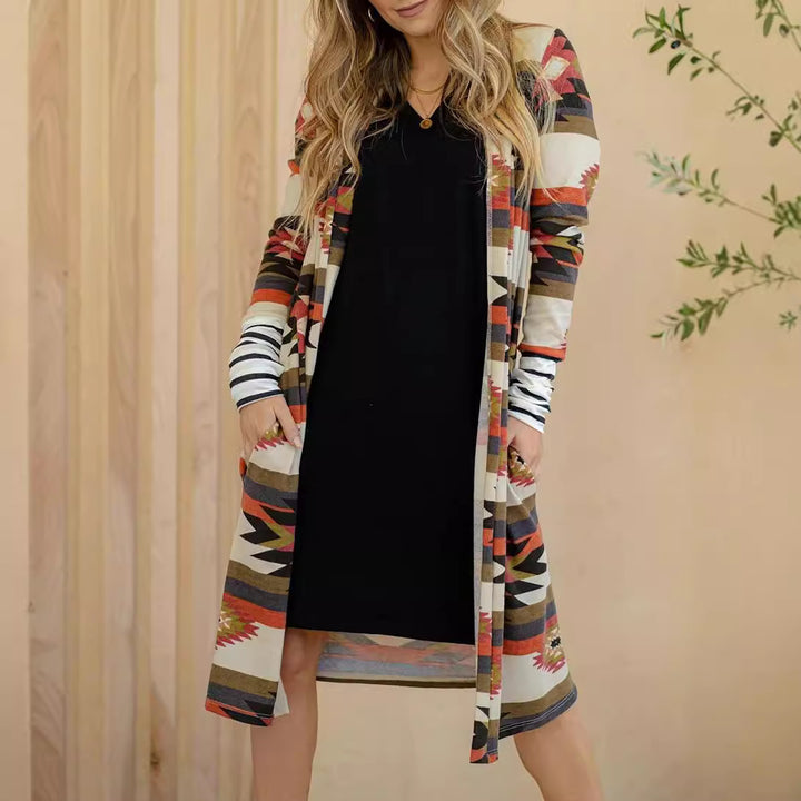 Damen Langarm-Kimono-Cardigan mit einzigartigem Muster Drune