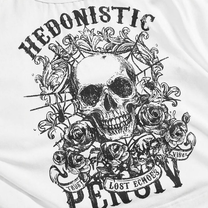 Damen Grafik T-Shirt mit Distressed Skull-Design Drune