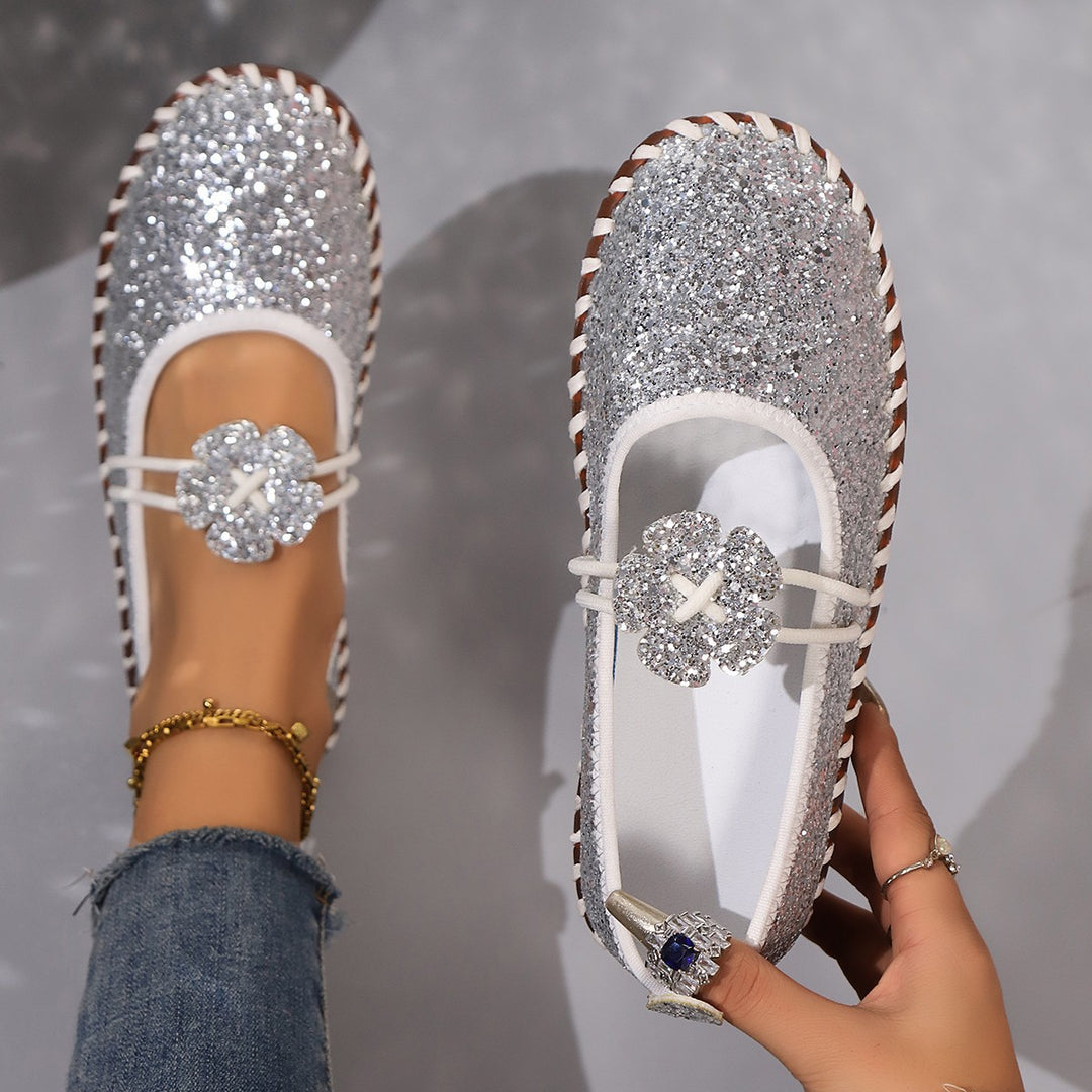 Damen nan flache Mokassin-Ballerina mit Paisley-Laserprint elastischem Kordelverschluss handgenähter Rahmennaht und flexibler profilter Laufsohle Drune