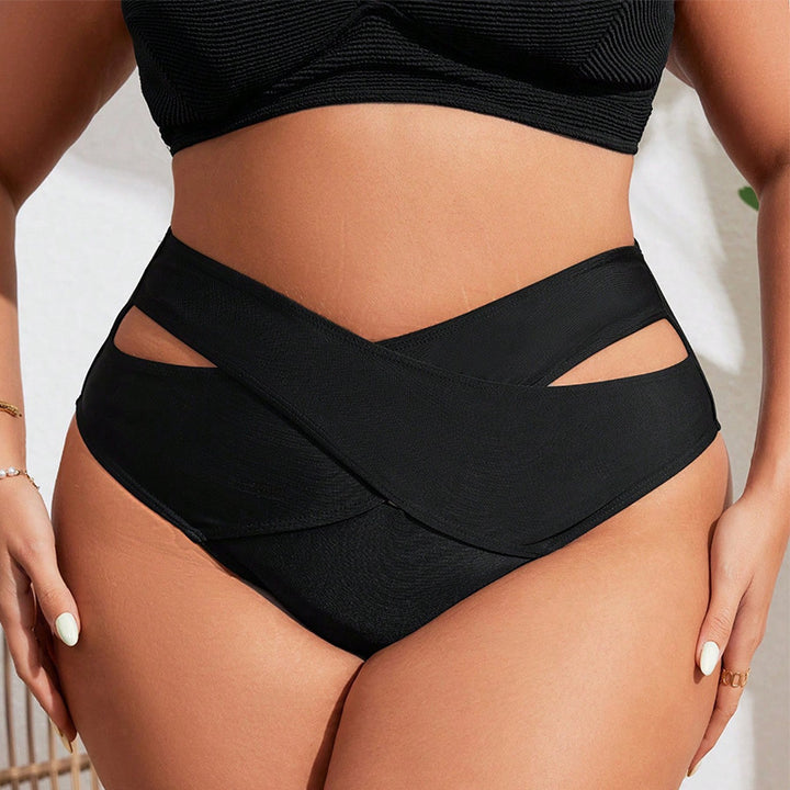 Damen Hochgeschnittene Bikinihose mit gekreuztem Design Drune
