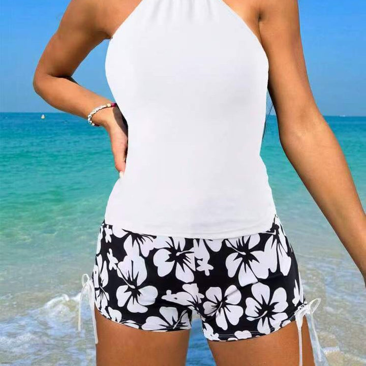 Damen Tankini-Set mit modischem Blumendruck und verstellbaren Trägern Drune