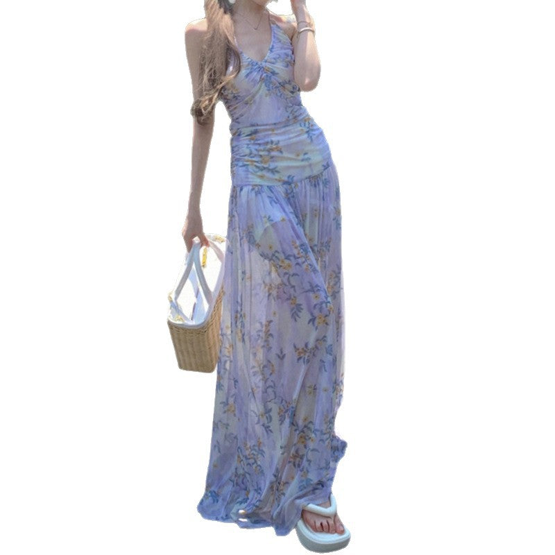 Damen Maxikleid mit floralem Design und eleganter Trägeroptik Drune