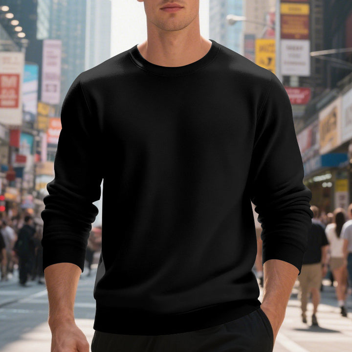 Herren lässiger Rundhals-Sweatshirt aus hochwertigem Baumwollmix mit strukturiertem Material Drune