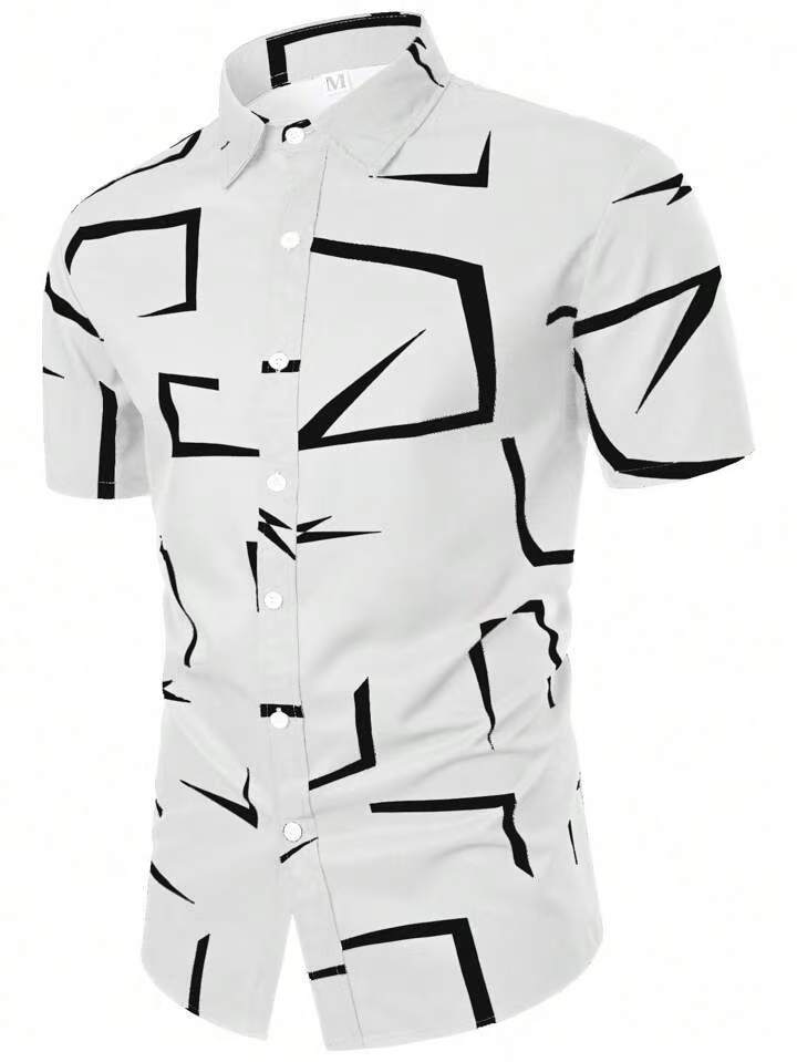 Herren Kurzarmhemd mit modernem grafischen Design Drune