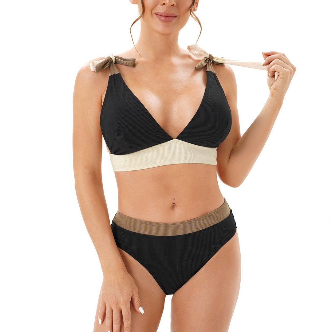 Damen Bikini-Set mit tiefem V-Ausschnitt und verstellbaren Trägern Drune